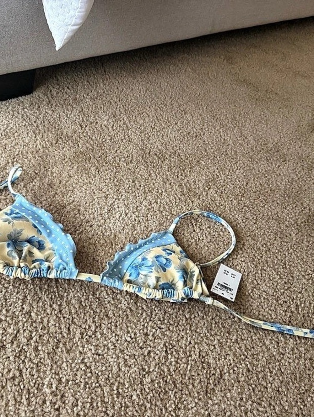 Floral Bikini Top in Blue & Yellow NWT